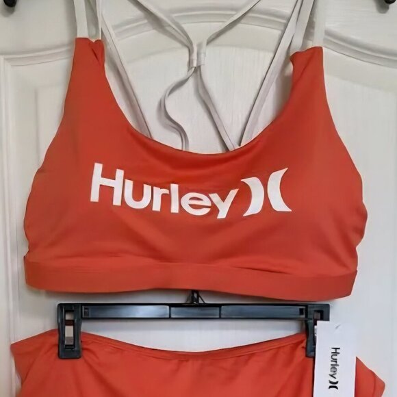 NWT orange two-piece high waisted Vacay Resort swimsuit pool beach Flattering 1X - Picture 1 of 6